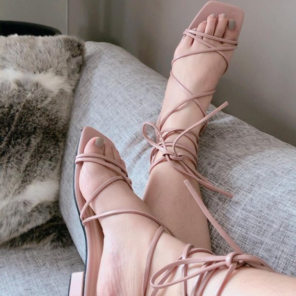 Gladiator and Lace Up Sandals (Brand New) in Old Rose/Nude Pink color - Picture 2 of 3